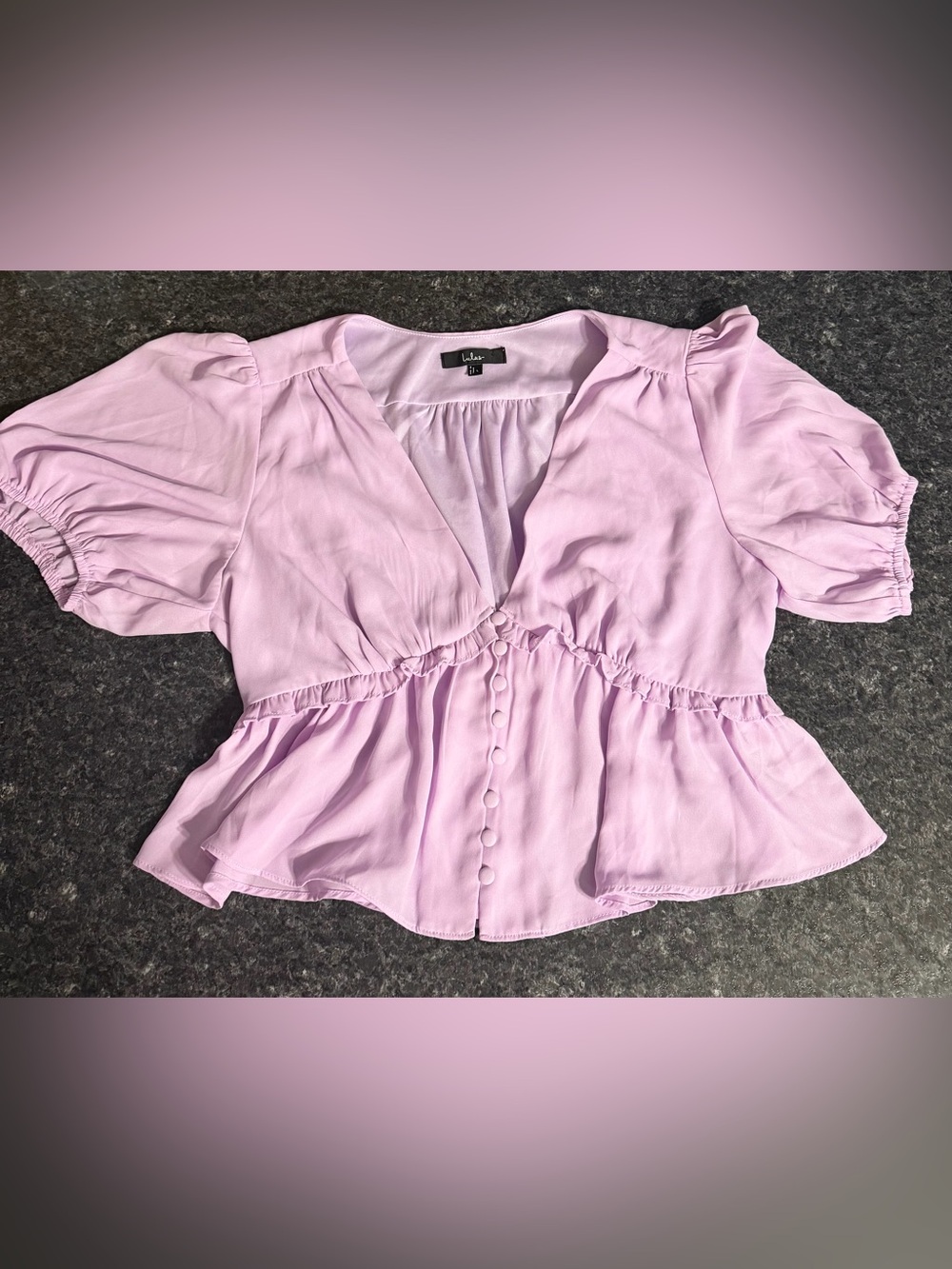Lulu's Lavender Button-Front Peplum Blouse